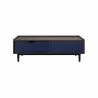 Manhattan Comfort Duane Modern Ribbed Coffee Table with Drawer and Shelf in Dark Brown Blue Front - Manhattan Comfort Duane Modern Ribbed Coffee Table with Drawer and Shelf in Dark Brown Blue Front