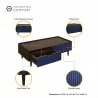 Manhattan Comfort Duane Modern Ribbed Coffee Table with Drawer and Shelf in Dark Brown Blue Details - Manhattan Comfort Duane Modern Ribbed Coffee Table with Drawer and Shelf in Dark Brown Blue Details
