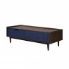 Manhattan Comfort Duane Modern Ribbed Coffee Table with Drawer and Shelf in Dark Brown Blue Side - Manhattan Comfort Duane Modern Ribbed Coffee Table with Drawer and Shelf in Dark Brown Blue Side