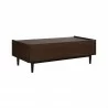 Manhattan Comfort Duane Modern Ribbed Coffee Table with Drawer and Shelf in Dark Brown Blue Back - Manhattan Comfort Duane Modern Ribbed Coffee Table with Drawer and Shelf in Dark Brown Blue Back