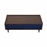Manhattan Comfort Duane Modern Ribbed Coffee Table with Drawer and Shelf in Dark Brown Blue Top - Manhattan Comfort Duane Modern Ribbed Coffee Table with Drawer and Shelf in Dark Brown Blue Top