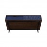 Manhattan Comfort Duane Modern Ribbed Coffee Table with Drawer and Shelf in Dark Brown Blue Bottom