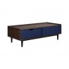 Manhattan Comfort Duane Modern Ribbed Coffee Table with Drawer and Shelf in Dark Brown Blue Other Side