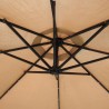 AZ Patio Heaters Offset Cantilever Umbrella in Tan with LED Lights - Closeup Top Angle