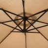 AZ Patio Heaters Offset Cantilever Umbrella in Tan with LED Lights - Closeup Top Angle - AZ Patio Heaters Offset Cantilever Umbrella in Tan with LED Lights - Closeup Top Angle