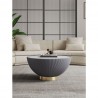 Manhattan Comfort Modern Anderson Coffee Table Upholstered in Leatherette with Ceramic Faux Marble Tabletop Grey
