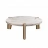 Whiteline Modern Living Mimeo Large Round Coffee Table With White Marble Paper Top - Front - Whiteline Modern Living Mimeo Large Round Coffee Table With White Marble Paper Top - Front