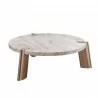 Whiteline Modern Living Mimeo Large Round Coffee Table With White Marble Paper Top - Top Angled - Whiteline Modern Living Mimeo Large Round Coffee Table With White Marble Paper Top - Top Angled