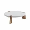 Whiteline Modern Living Mimeo Round Coffee Table With Matt White Top - Angled - Whiteline Modern Living Mimeo Round Coffee Table With Matt White Top - Angled