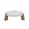 Whiteline Modern Living Mimeo Round Coffee Table With Matt White Top - Front - Whiteline Modern Living Mimeo Round Coffee Table With Matt White Top - Front