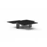 Whiteline Modern Living Amora Coffee Table In Top In Black Marble with Brushed Stainless-Steel Caps - Side - Whiteline Modern Living Amora Coffee Table In Top In Black Marble with Brushed Stainless-Steel Caps - Side