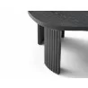 Whiteline Modern Living Pam Coffee Table In Black Oak Top and Wood Ribbed Black Matt Base - Leg Closeup - Whiteline Modern Living Pam Coffee Table In Black Oak Top and Wood Ribbed Black Matt Base - Leg Closeup