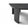 Whiteline Modern Living Pam Coffee Table In Black Oak Top and Wood Ribbed Black Matt Base - Leg Closeup