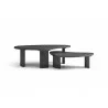 Whiteline Modern Living Pam Coffee Table In Black Oak Top and Wood Ribbed Black Matt Base - Front - Whiteline Modern Living Pam Coffee Table In Black Oak Top and Wood Ribbed Black Matt Base - Front