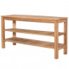 Royal Teak Console Table With Two Shelves Side View