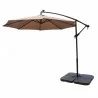 AZ Patio Heaters Offset Cantilever Umbrella with LED Lights in Tan with Cantilever Umbrella Base Set - Front Angle - AZ Patio Heaters Offset Cantilever Umbrella with LED Lights in Tan with Cantilever Umbrella Base Set - Front Angle