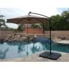 AZ Patio Heaters Offset Cantilever Umbrella with LED Lights in Tan with Cantilever Umbrella Base Set - Lifestyle - AZ Patio Heaters Offset Cantilever Umbrella with LED Lights in Tan with Cantilever Umbrella Base Set - Lifestyle