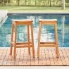 Vifah Olina Honey Eucalyptus Wooden Outdoor Dining Stool (2pcs), Front Angle - Vifah Olina Honey Eucalyptus Wooden Outdoor Dining Stool (2pcs), Front Angle