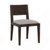 Sunpan Francis Dining Chair in Dark Brown-Linoso Light Grey - Front Side Angle
