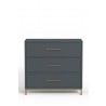Alpine Furniture Madelyn Three Drawer Small Chest, Slate Gray - Front Angle