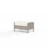 Manhattan Ottoman in Linen Canvas w/ Self Welt - Front Side Angle