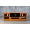 Furnitech 70" Contemporary TV Stand Media Console for Flat Screen and Audio Video Installations in a Light Cherry Finish - Front Angle