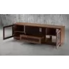 Furnitech 70" Contemporary TV Stand Media Console for Flat Screen and Audio Video Installations in a Light Cognac Finish - Front Side Opened Angle - Furnitech 70" Contemporary TV Stand Media Console for Flat Screen and Audio Video Installations in a Light Cognac Finish - Front Side Opened Angle