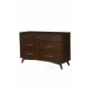 Alpine Furniture Flynn Mid Century Modern 7 Drawer Dresser, Walnut - Front Side Angle - Alpine Furniture Flynn Mid Century Modern 7 Drawer Dresser, Walnut - Front Side Angle