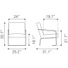 Zuo Modern Dallas Accent Chair Vintage Brown - Seat Dimension