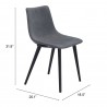 Daniel Dining Chair in Gray - Seat Dimensions