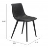 Daniel Dining Chair in Vintage Black - Seat Dimensions