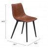 Daniel Dining Chair in Vintage Brown - Seat Dimensions