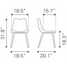 Daniel Dining Chair in Vintage Brown/Vintage Black/Gray - Dimensions