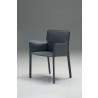 Fleur Arm Chair Grey Full Leather Wrap - Angled 
