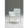 Fleur Arm Chair White Full Leather Wrap - Angled