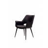 Stratford Arm Chair Black Leatherette with Black Metal Frame - Angled