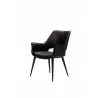 Stratford Arm Chair Black Leatherette with Black Metal Frame - Angled - Stratford Arm Chair Black Leatherette with Black Metal Frame - Angled
