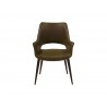 Arm Chair Brown Vintage Leatherette with Walnut Finish Steel Frame