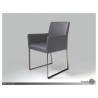 Tate Arm Chair Grey Leatherette with Brushed Stainless Steel - Lifestyle