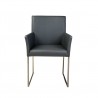 Tate Arm Chair Grey Leatherette with Brushed Stainless Steel - Front