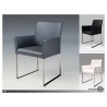 Tate Arm Chair Grey Leatherette with Brushed Stainless Steel