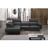 J&M Furniture Davenport Slate Grey Leather Sectional