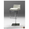 Astro Hydraulic Bar Stool In White  Leatherette with Polished Stainless Steel - Angled