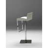 Astro Hydraulic Bar Stool In White  Leatherette with Polished Stainless Steel - Back Angle