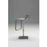 Azure Hydraulic Bar Stool Light Grey Leatherette with Brushed Stainless Steel - Back Angle