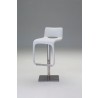 Azure Hydraulic Bar Stool White Leatherette with Brushed Stainless Steel - Angled