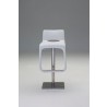 Azure Hydraulic Bar Stool White Leatherette with Brushed Stainless Steel - Front