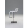 Azure Hydraulic Bar Stool White Leatherette with Brushed Stainless Steel - Back Angled