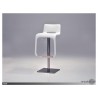 Azure Hydraulic Bar Stool White Leatherette with Brushed Stainless Steel - Front