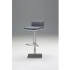 Hydraulic Bar Stool Grey Leatherette with Brushed Stainless Steel  - Angled
